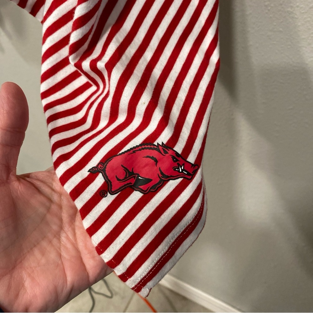 Arkansas Razorbacks women’s Open Front Vest Hog Logo red white stripes Small Med - Picture 3 of 13